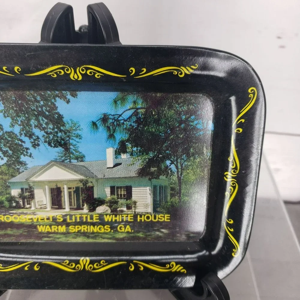 Vintage Tin Souvenir Tray Roosevelt's Little White House Warm Springs, GA. Uniqu